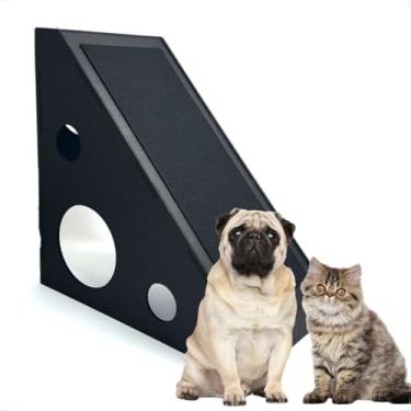Imagem de Rampa Arranhador Pet Grande Em Mdf Com Carpete Preto Antiderrapente