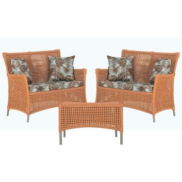 Imagem de 2 Sofás E Mesa Igapó Alumínio Fendi Corda Náutica E6 Trama Terra Cota