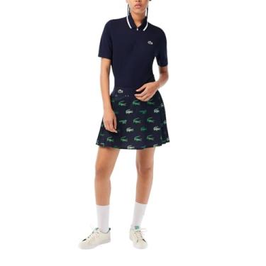 Imagem de Lacoste Saia feminina estampada de golfe com shorts embutidos, Azul-marinho/Liamone, 42