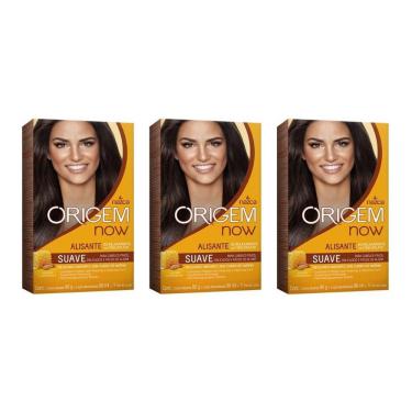 Imagem de Creme Alisante Origem 80G Medio Mel Amendoas - Kit Com 3Un