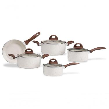 Imagem de Conjunto De Panelas 5 Peças Antiaderente Ceramic Life Com Fundo De Indução Vanilla Brinox Vanilla