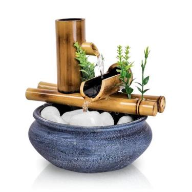 Imagem de Fonte De Mesa Agua Cascata Feng Shui Bambu Decorativa 18cm - NoBrand, 