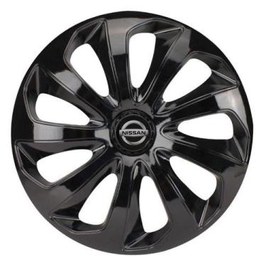 Imagem de Calota esportiva velox 15 black + emblema resinado nissan - Garagem On