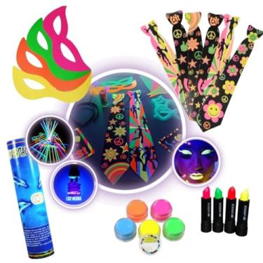 Imagem de Kit Festa Adereços Neon Brilha Luz Negra + Batom + Tinta