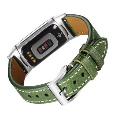 Imagem de Pulseira de couro bovino macio compatível com Fitbit Charge 5/Charge 6 para Fitbit Charge 5/Charge 6 Advanced Fitness Tracker