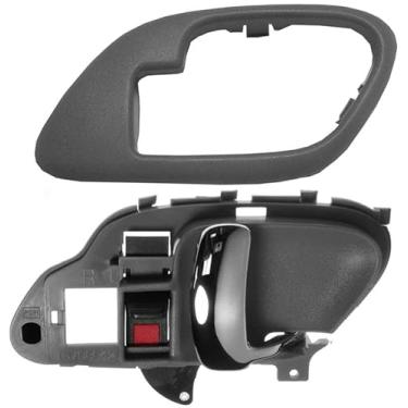 Imagem de TRQ Maçaneta interna cinza/cromada com moldura de passageiro RH compatível com caminhonete