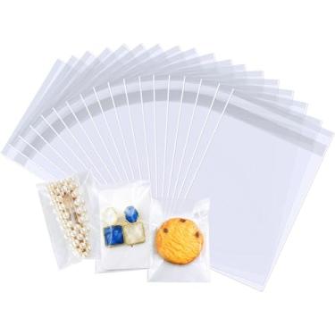 Imagem de PigPotParty Sacos de biscoito de celofane de 5 x 7,6 cm, autovedantes, 200 unidades de sacos de biscoito individuais de plástico transparente com selo, perfeitos para brindes, lembrancinhas de festa