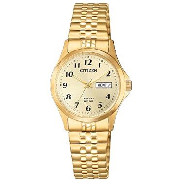 Imagem de Citizen Relógio feminino de quartzo, aço inoxidável, clássico, dourado (modelo: EQ2002-91P)