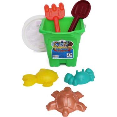 Imagem de Kit Balde Areia Praia Quadrado Acessórios 09  Rei Do Balde