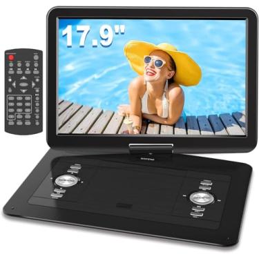 Imagem de WONNIE Leitor De Dvd/Cd Portátil Grande De 17,9" Com Bateria Recarregável De 5000 Mah Com Duração De 6 Horas, Tela Giratória De 15,4", Lcd Tft Hd De 1366 X 768, Todas As Regiões, Suporte Para Usb/C