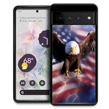 Imagem de Goodsprout Compatível com Google Pixel 7 Pro, capa traseira rígida de policarbonato à prova de choque com bandeira americana, bandeira americana, à prova de choque, antiarranhões, capa traseira para
