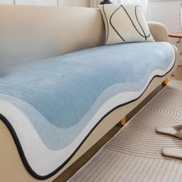 Imagem de Almofada de sofá de tecido para sala de estar, formato especial, capa antiderrapante para sofá em formato de L, capa protetora para assento de toalha, A6,90x210cm, 1 peça F