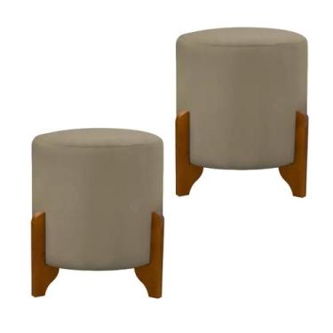 Imagem de Kit 2 Puff Banqueta Thor 3 Pés Madeira Luxo Tecido Revestido Tecido - 