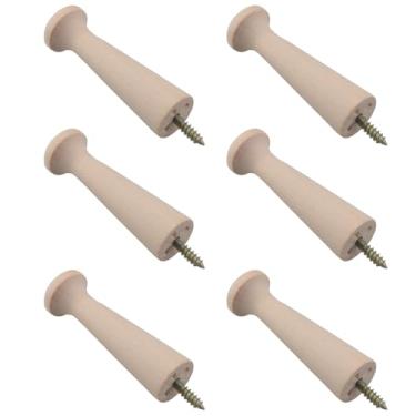 Imagem de ZCZQC 6 peças ganchos para pendurar na porta de entrada de madeira maciça, prateleira de armazenamento, roupas, chapéu, parede, toalhas de madeira, jaquetas, chaves, cintos, bolsas, joias