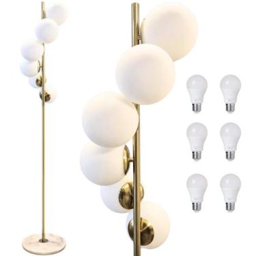 Imagem de Luminária Piso Chão 162Cm Jabuticaba 6 Globos Mármore Gimpo, Bivolt