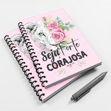 Imagem de 10 Cadernetas Evangélica 48 fls Seja Forte e Corajosa - Premium