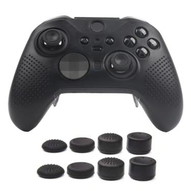 Imagem de Capa de controle preta compatível com controle sem fio Xbox Elite Series 2 Core, capa protetora, tampa de aperto de polegar personalizada