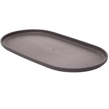 Imagem de Travessa Oval Bambu Plástico 38x21cm Prato Bandeja Servir Petisco Salgados Lines Lyor