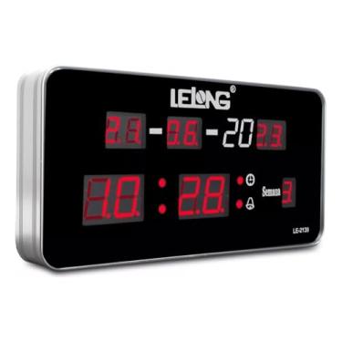 Imagem de Relógio Digital de Parede e Mesa LED com Calendário, Alarme, Temperatura e Bivolt Automático – Display Vermelho de Alta Visibilidade - Compacto e Resistente
