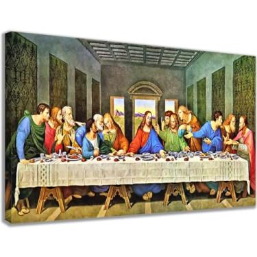 Imagem de Quadro Santa Ceia Grande 60x90 Tela Madeira MDF Tecido Canvas Borda Infinita