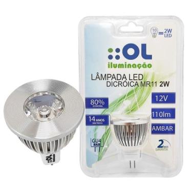 Imagem de Lâmpada Dicróica Super Led Mr11 2W 12V Âmbar Gu4 Bipino - OL, 12V