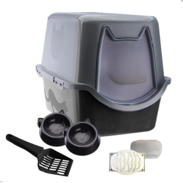 Imagem de Caixa Areia Fechada Banheiro Toalete Sanitário Gato Antiodor(Preto)