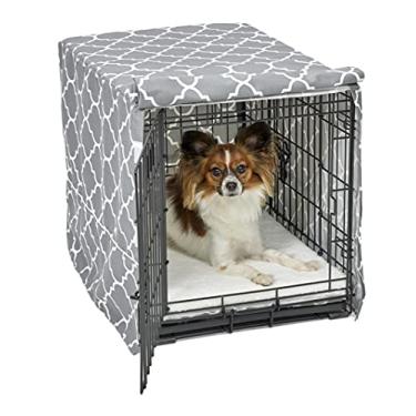 Imagem de New World Capa para caixa de cachorro com protetor de tecido de teflon, capa para caixa de cães serve para porta-cães New World & Midwest de 60 cm, padrão cinza claro designer