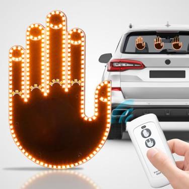 Imagem de Qeeanmo Luz de gesto manual para placa LED Road Rage para janela traseira do carro, controle remoto, presente divertido, 3 modos