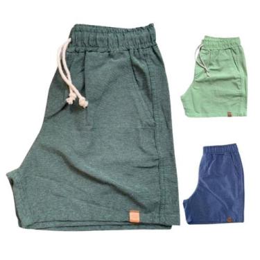 Imagem de Kit 3 Shorts Mauricinho Plus Size Fio Tinto Linho 3 Bolsos - Genérica,