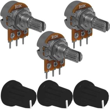 Imagem de 3 Peças Potenciômetro Linear 10k Com Knob - Sibratec
