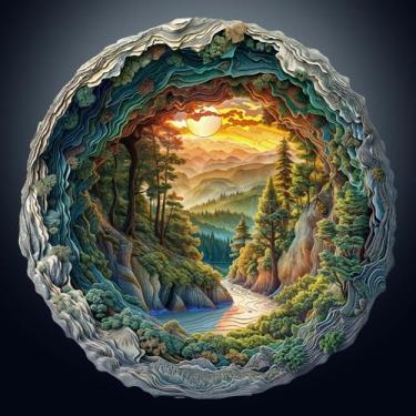 Imagem de Quebra-cabeça de madeira KAAYEE Cave Forest 3D Vision Effect 300 unida