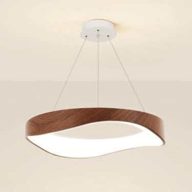 Imagem de Candelador de LED moderno, luminária pendente de anel, lâmpada pendurada de grãos de nozes com acabamento de transferência de água, lustre de LED moderno, lâmpadas de suspensão de metal redo