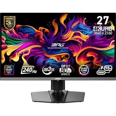 Imagem de MSI Monitor de computador MPG 272URX QD-OLED 68.6 cm 3840 x 2160 (UHD), 240Hz, sincronização adaptável, HDMI, porta DP, montagem VESA, inclinação, alto-falante, 0,03 ms, preto