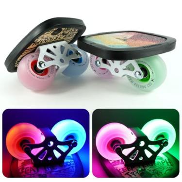 Imagem de TKT FreeSkates – Rodas coloridas piscantes – Placa de deriva livre de alta resiliência – Sapatos de deriva de bordo com protetor de borda – Rolamento de alta qualidade portátil para uso externo