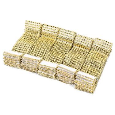 Imagem de Cadeira de Guardanapo de Cadeira Com Design de Fita Mágica, 8 Linhas de Linhas de Plástico Diamante Embrulhada Anéis de Guardanapo Anéis de Cadeira Reutilizável (50pcs)