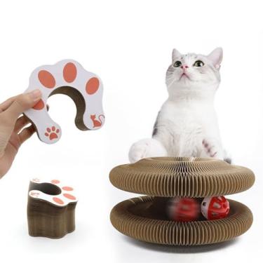 Imagem de Prancha de arranhar gatos Magic Organ | Brinquedo de papelão dobrável e reciclável para gatos | Brinquedo de alívio de ansiedade multiformas Kitty Curlz (2 peças)