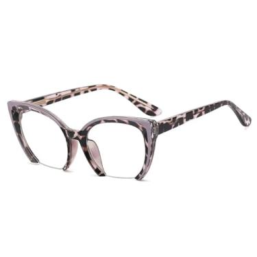 Imagem de Armação de óculos estilo olho de gato retrô sem aro, armação masculina anti-luz azul (padrão)