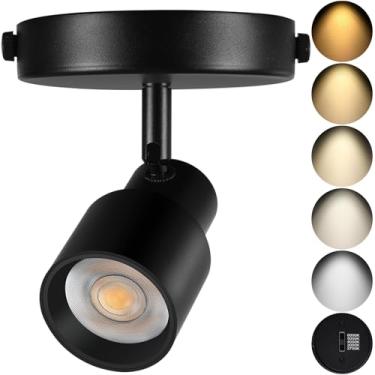 Imagem de AIBISOD Holofotes De Led Para Ambientes Internos, Reguláveis, 5 Cores, Flexível, Ajustável, Direcional, 10 W, Preto, Luminária Embutida Sala Estar, 900 Lm, Cri90+24°
