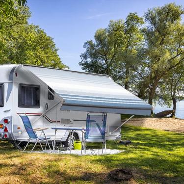 Imagem de Suncode Tecido De Substituição Para Toldo Rv, Cobertura Universal À Prova D'Água Áreas Externas, Trailers, Trailers E Motorhomes, Vinil Premium 11' (Tecido 10'2"), Faixa Azul