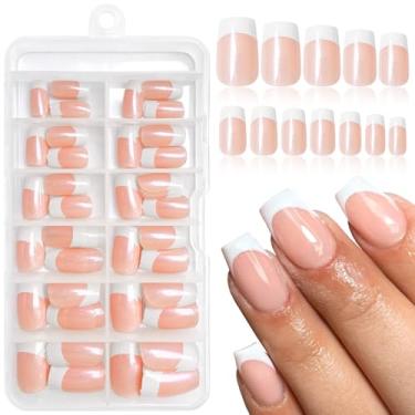Imagem de Lifextol Unhas Postiças Curtas Com Ponta Francesa Branca, 120 Peças, Cola E Aba Adesiva, Pontas De Quadradas Acrílico, Artificial, Bastão Para