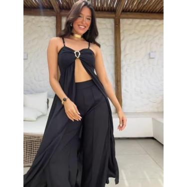 Imagem de Conjunto Feminino Veronica Sensual elegante Seda Conjunto Praia Noite 