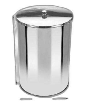Imagem de Lixeira Office Redonda Com Tampa Em Aço Inox 10L - Or3 - JSN