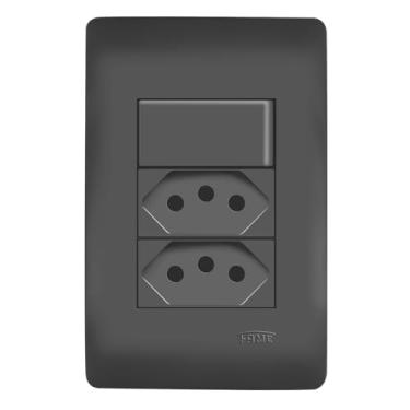 Imagem de CONJUNTO 1 INTERRUPTOR SIMPLES 16A/250V E 2 TOMADA 2P+T 20A/250V HABITAT BLACK – FAME