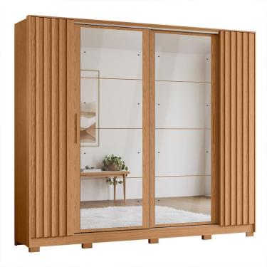 Imagem de Guarda Roupa Casal Jacarandá 4 Portas Flex Freijó Com 8 Espelhos - Móveis Albatroz Freijó