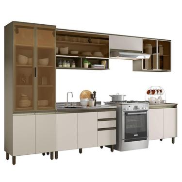 Imagem de Cozinha Completa 6 Peças Connect Duna-cristal Com Cristaleira E Aéreo Vidro - Móveis Henn Duna-cristal