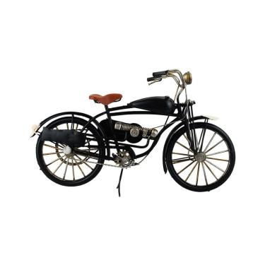 Imagem de Enfeite Retrô Miniatura Bicicleta Motorizada Preta - 32cm