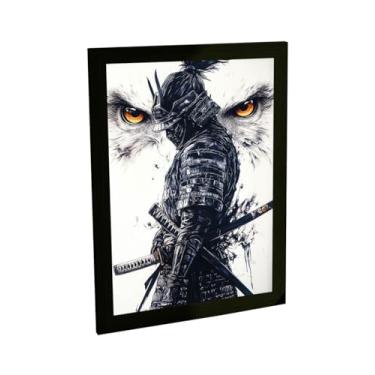 Imagem de Quadro Decorativo Samurai Olhos De Águia Ilustração Japonesa Nakin Poster Quarto Sala