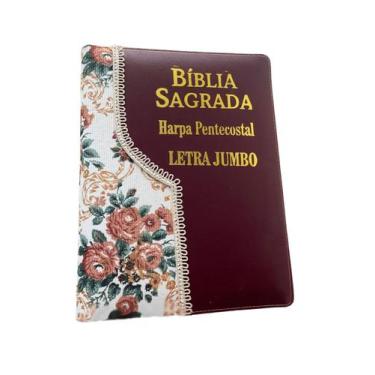 Imagem de Bíblia Sagrada Letra Jumbo + Harpa Bícolor Florida 25x18cm - A Bíbliar