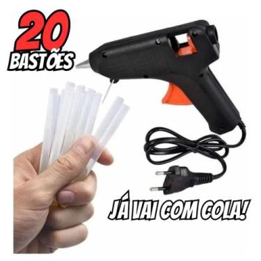 Imagem de Pistola De Cola Quente Pequena 20W, Para Cola Quente Fina + 20 BASTÕES