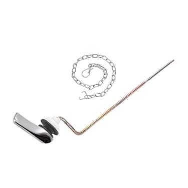 Imagem de Jwodo Kit de substituição de alça de vaso sanitário, alavancas de viagem de vaso sanitário com acabamento cromado com vedação e porca, com correntes de aço inoxidável, substituição universal para a maioria dos vasos sanitários (montagem lateral nº 1)